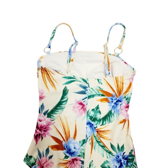 Tropical Floral One-Piece Swimsuit  Adjustable Straps By Shade  Shore Size S - Picture 9 of 10